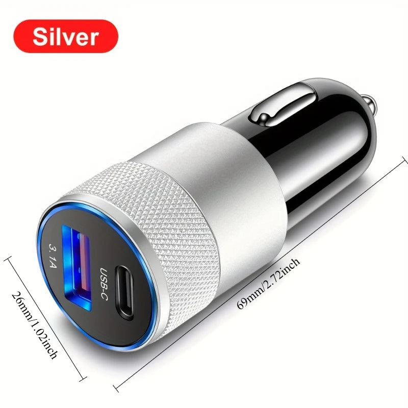 3.1A USB Car Charger Type C Fast Charging