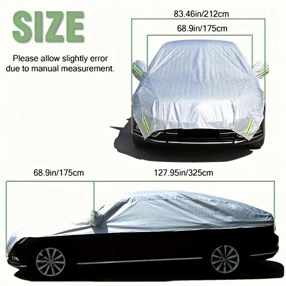 1pc All-Weather Half Car Body Cover - Waterproof, Dustproof, UV & Snow Resistant for Sedans, Protects Windshield and Roof