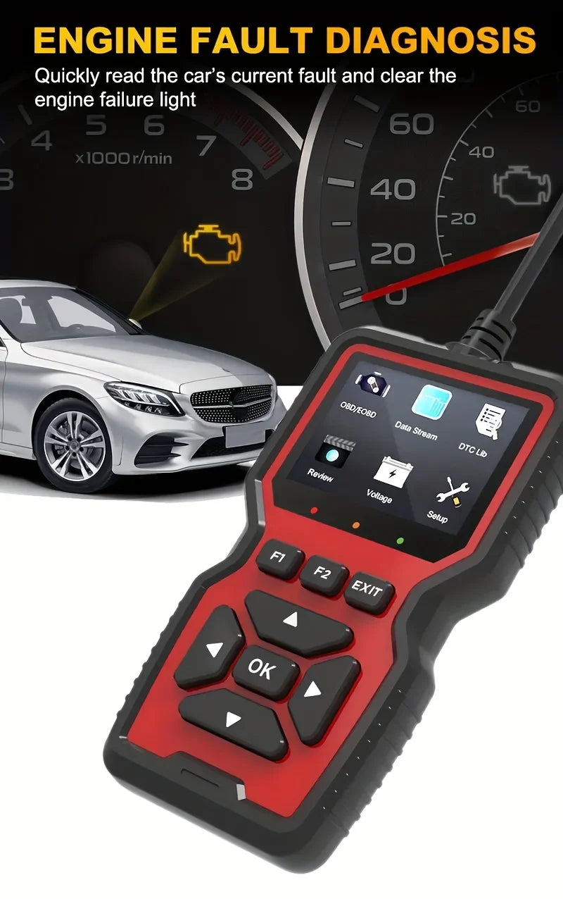 V519 OBD2 Scanner - Handheld Vehicle Inspection and Fault Diagnostic Tester with Live Data, Battery Test