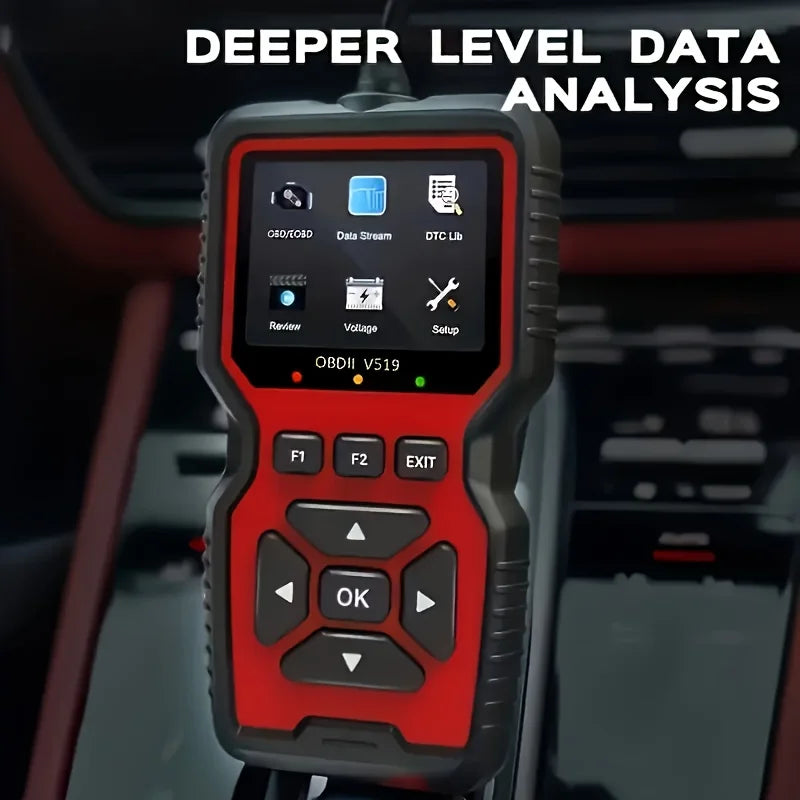 V519 OBD2 Scanner - Handheld Vehicle Inspection and Fault Diagnostic Tester with Live Data, Battery Test