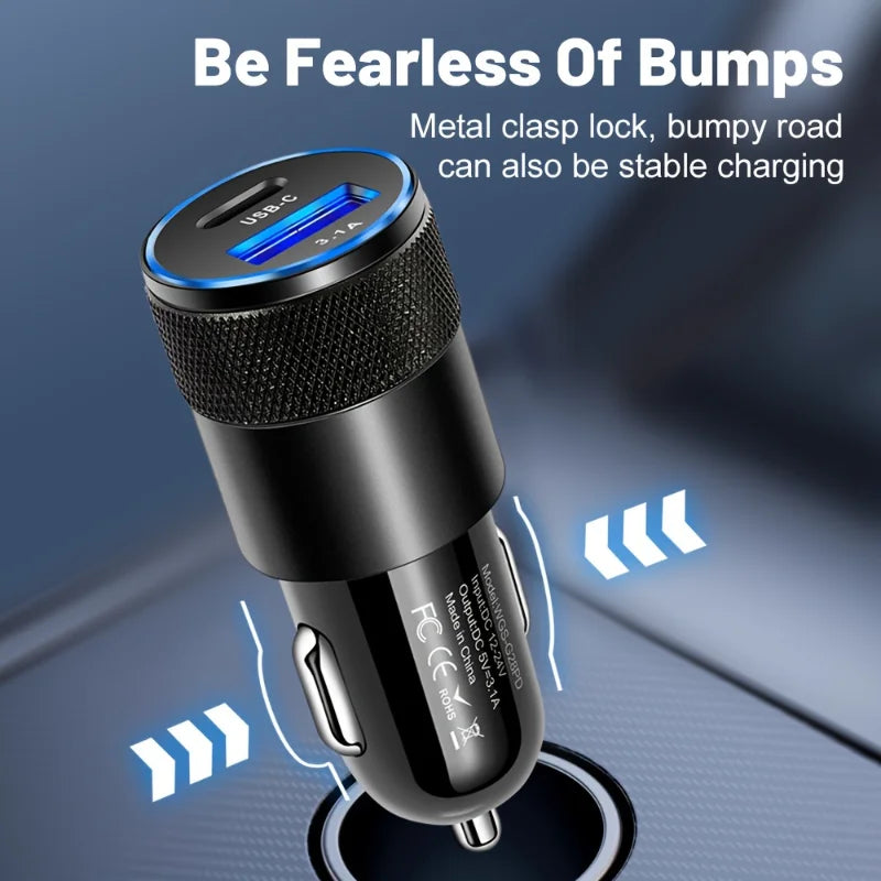 3.1A USB Car Charger Type C Fast Charging