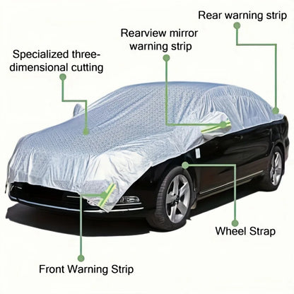 1pc All-Weather Half Car Body Cover - Waterproof, Dustproof, UV & Snow Resistant for Sedans, Protects Windshield and Roof