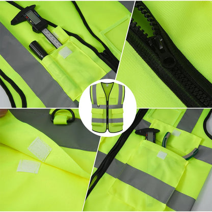 Gilet de sécurité personnalisé avec votre LOGO pour femmes et hommes, haute visibilité, avec poche et fermeture éclair, vêtements de travail de Construction