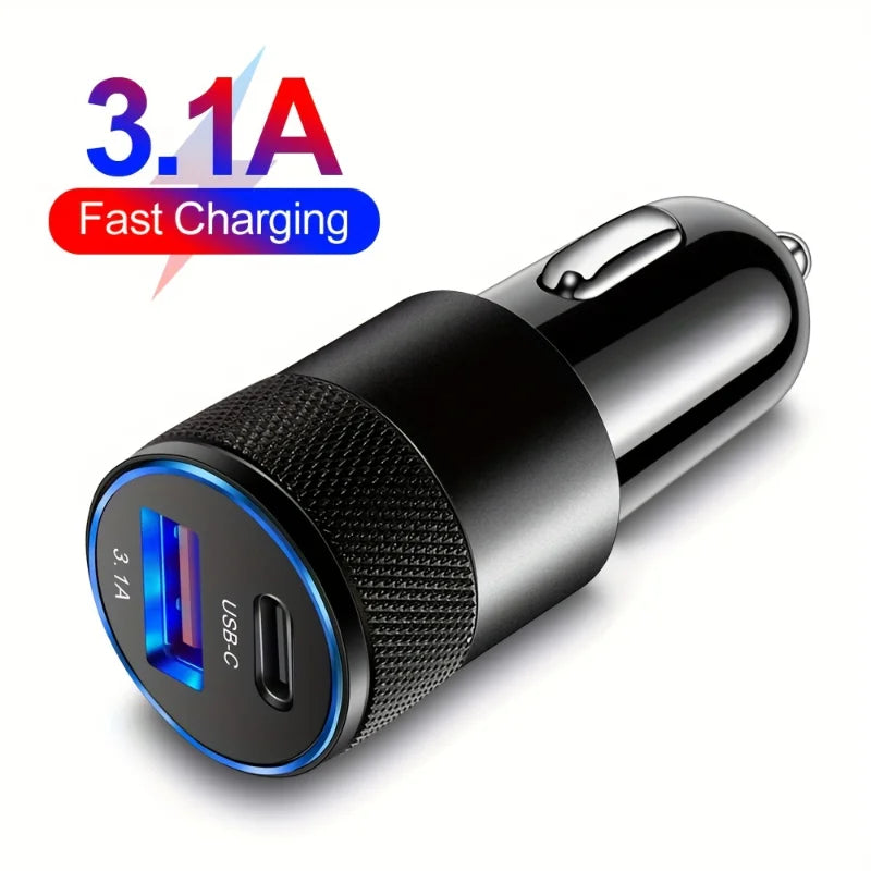 3.1A USB Car Charger Type C Fast Charging
