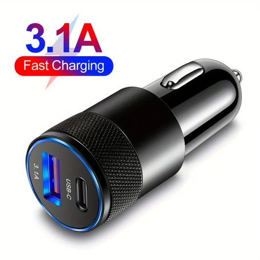 3.1A USB Car Charger Type C Fast Charging