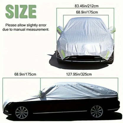 1pc All-Weather Half Car Body Cover - Waterproof, Dustproof, UV & Snow Resistant for Sedans, Protects Windshield and Roof