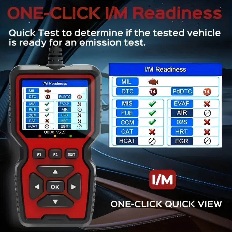 V519 OBD2 Scanner - Handheld Vehicle Inspection and Fault Diagnostic Tester with Live Data, Battery Test