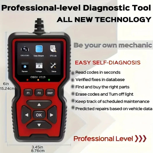 V519 OBD2 Scanner - Handheld Vehicle Inspection and Fault Diagnostic Tester with Live Data, Battery Test