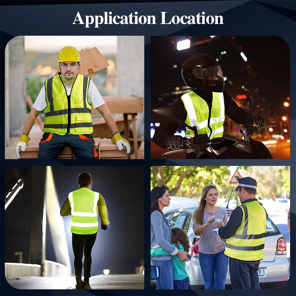 Gilet de sécurité personnalisé avec votre LOGO pour femmes et hommes, haute visibilité, avec poche et fermeture éclair, vêtements de travail de Construction
